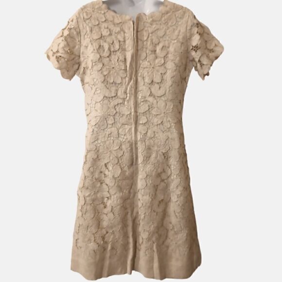 Moygashel vintage Irish linen floral cut out lace sheath dress size M - Picture 3 of 10